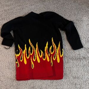 Fashionnova Black and Red Flame Sweater Dress